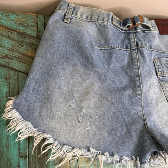 One Teaspoon Le Wolves Denim Shorts Blue Bone Frayed Hem Distressed Size 29 - Picture 9 of 15